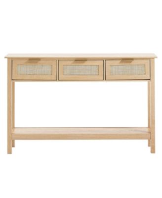 Rattan Console Table, 3 Storage Drawers, for Entryway, Living Room