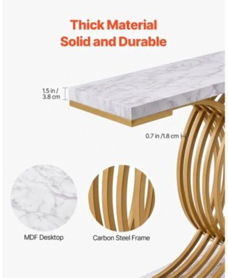 Narrow Console Sofa Table, 39.4 in, Behind Couch Table with Metal Frame