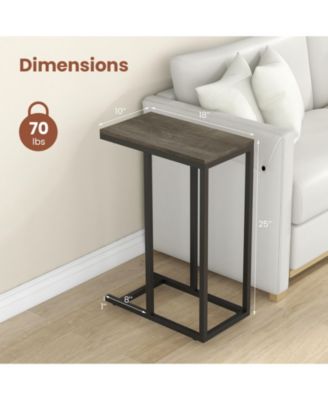 C Shaped Sofa Side Table with Heavy Duty Metal Frame