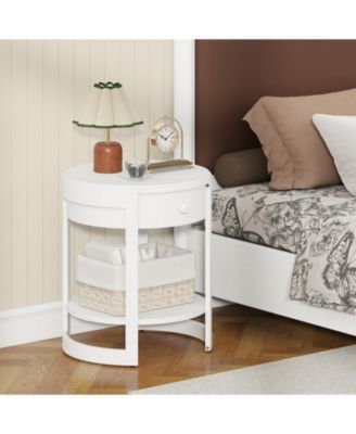 Two Tier Round End Table Mid Century Modern Nightstand