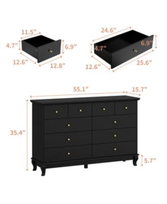 Paint 10-Drawer Wood Double Dresser Storage Cabinet