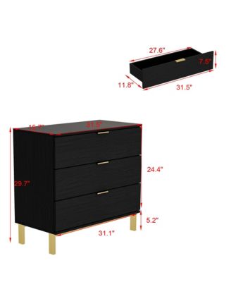 3-Drawers Wood Chest of Drawers Dresser