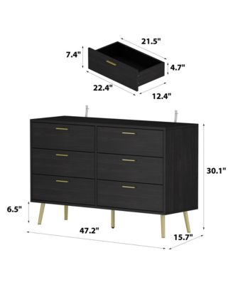 Wood Dresser Chest of Drawer With 6 Drawers