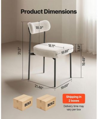 Boucle Dining Chairs Set of 6, Mid Century Modern Upholstered Side Chairs for Dining