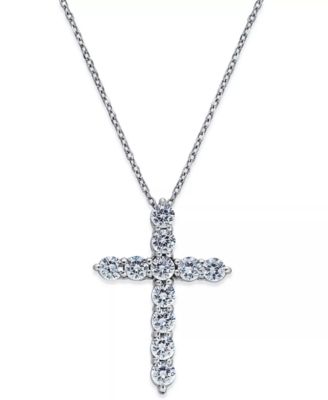 Diamond Cross Pendant Necklace (1 ct. t.w.) in 14k White Gold