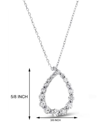 Diamond Graduated Teardrop Pendant Necklace (1/2 ct. t.w.) in 14k White Gold, 16" + 2" extender