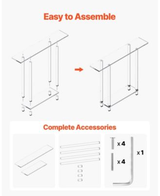 Acrylic Console Table, 2-Tiers Narrow Side Desk with Storage for Living Room