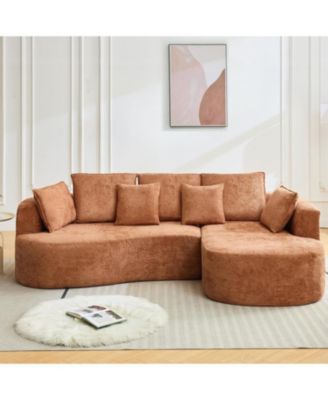 Sectional Cloud Modular Modern Curved Sofa with Chaise Lounge Chenille Fabric Convertible Compression Sleeper Sofa