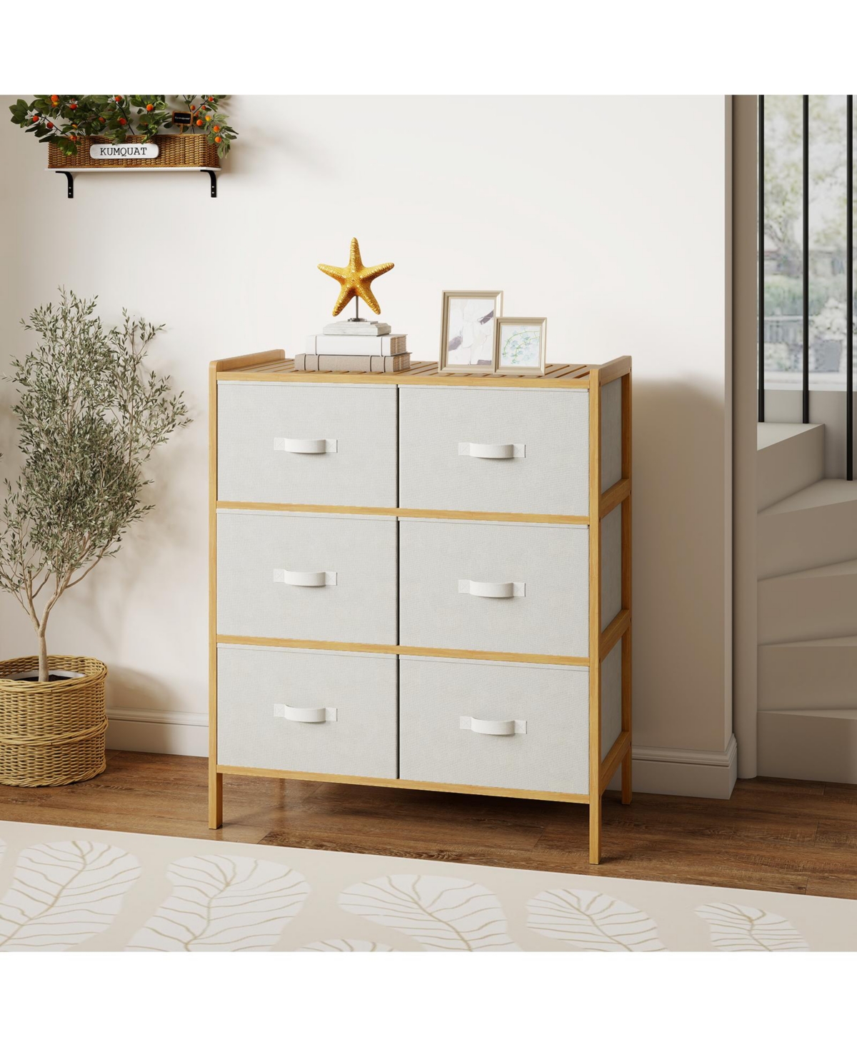 Slickblue Fabric Storage Dresser with 6 Drawers and 6 Bins for Home