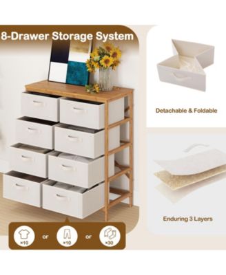 8 Drawer Bedroom Dresser with Removable Fabric Storage Bins