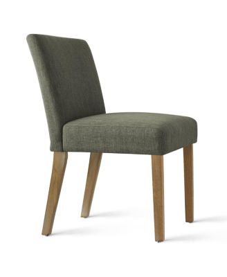 Set of 2 Linen Upholstered Dining Chairs with Solid Wood Legs