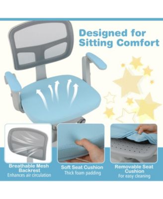 Adjustable-Height Children Study Chair with Armrest and Footrest