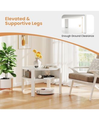 Round Coffee Table Storage Shelves for Small Space