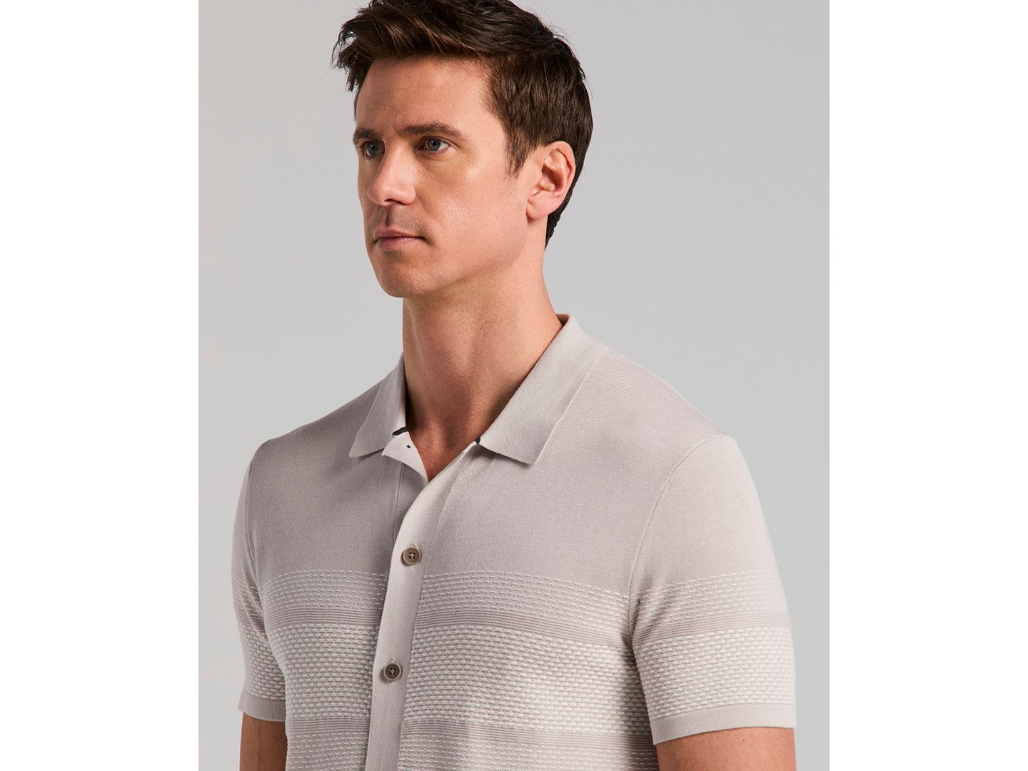 Мужская рубашка Perry Ellis Textured Button Front, цвет: Серый — фото 4