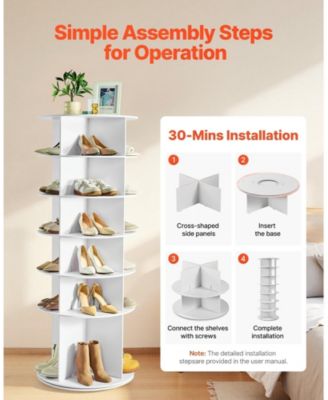 6-Tier Rotating Shoe Rack 360 Spinning Shoe Organizer for Bedroom Closet