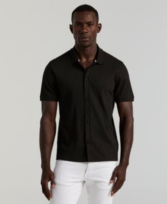Men's Vertical Rib Button Front Shirt