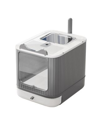 Upgraded Fully Enclosed Cat Litter Box With Lid Drawer 3 Modes Easy Clean Anti-splashing For Kitten To Adult