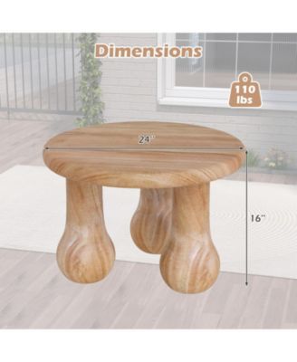 Solid Mahogany Wood Coffee Table, Small Table with Thickened Top and Column Legs