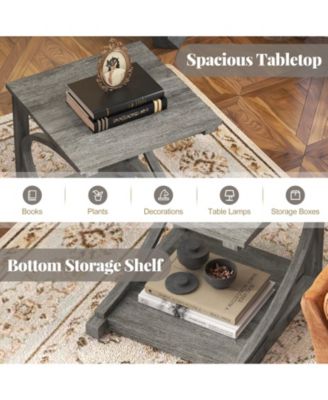 C Shaped Two Tier End Table for Sofa and Bedside