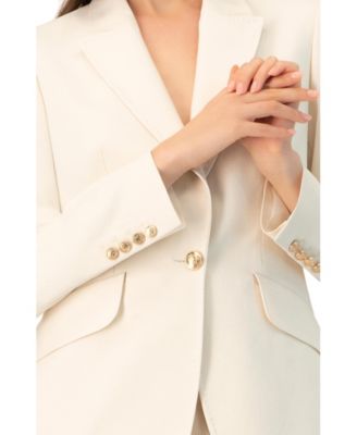 Women's Single-Breasted Blazer with Golden Button