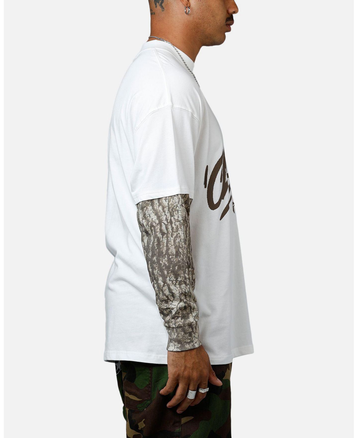 Мужская футболка CARRE Graffiti Layered Long Sleeve, цвет: Белый — фото 4