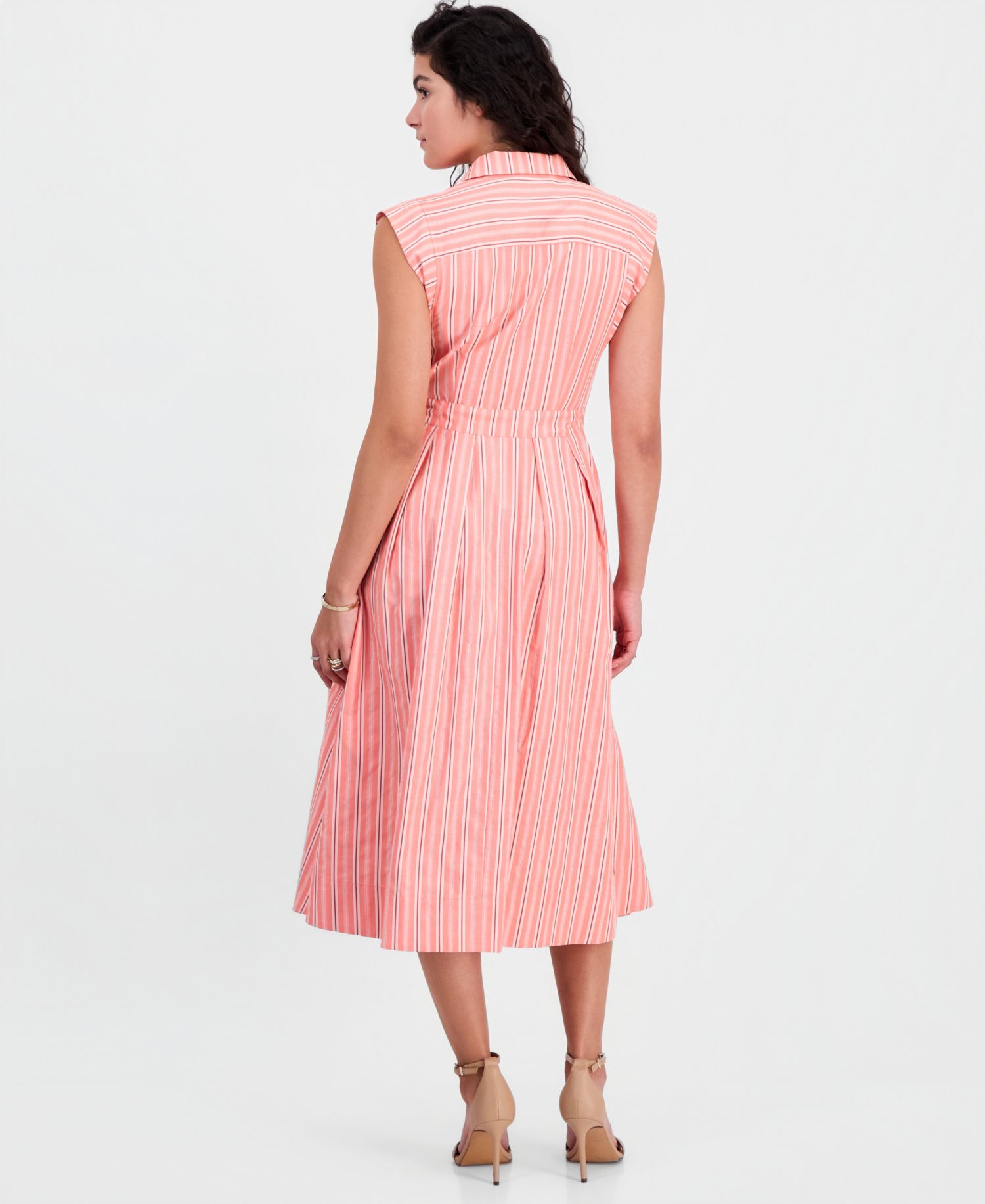 Women's Button-Front Sleeveless Midi Dress