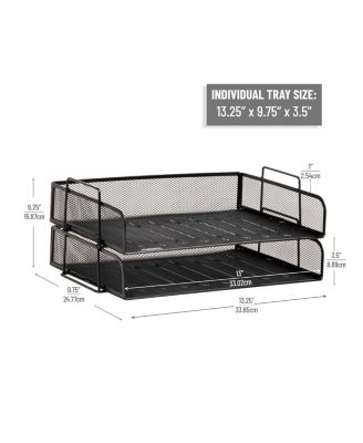 Stackable Paper Tray Desktop Organizer Metal Mesh File Storage