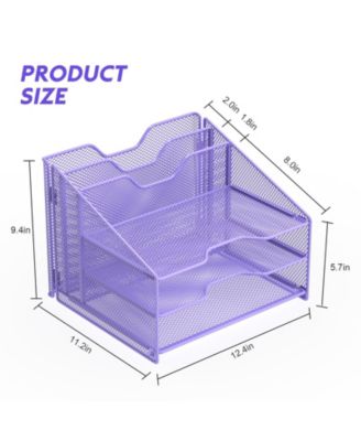 Mesh Desk File Organizer 3 Trays 2 Upright Sections
