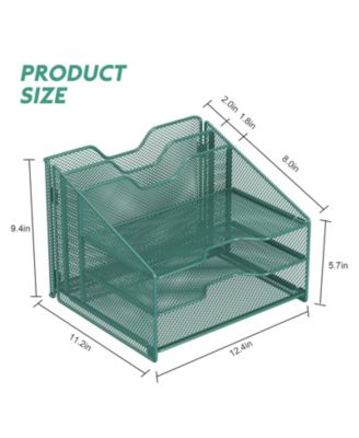 Mesh Desk File Organizer 3 Trays 2 Upright Sections