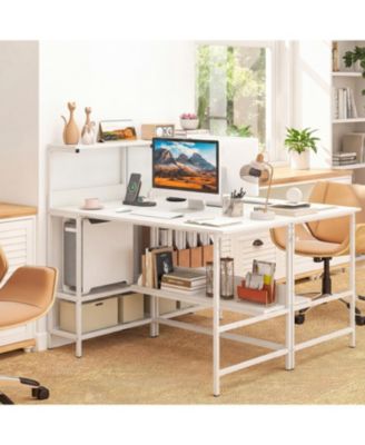 Computer Desk 48 Inch with Power Ports and Storage Organizer