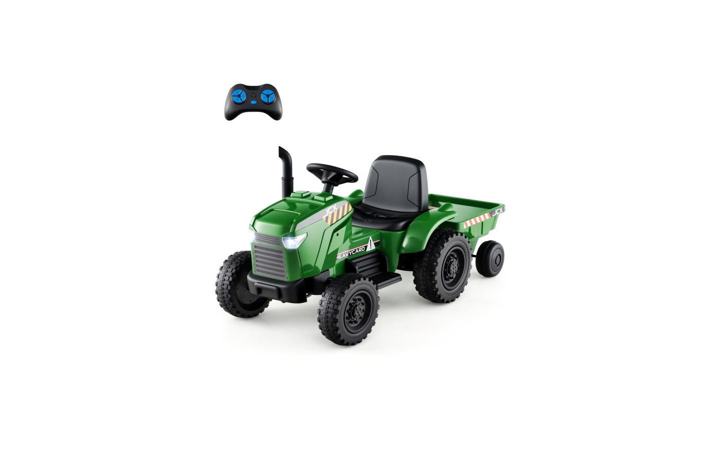 Детская игрушка HONGGE 12V 2-in-1 Remote Control Ride-On Tractor with Detachable Trailer, 66 lbs Capacity, Ages 3-8, цвет: Зелёный — фото 1