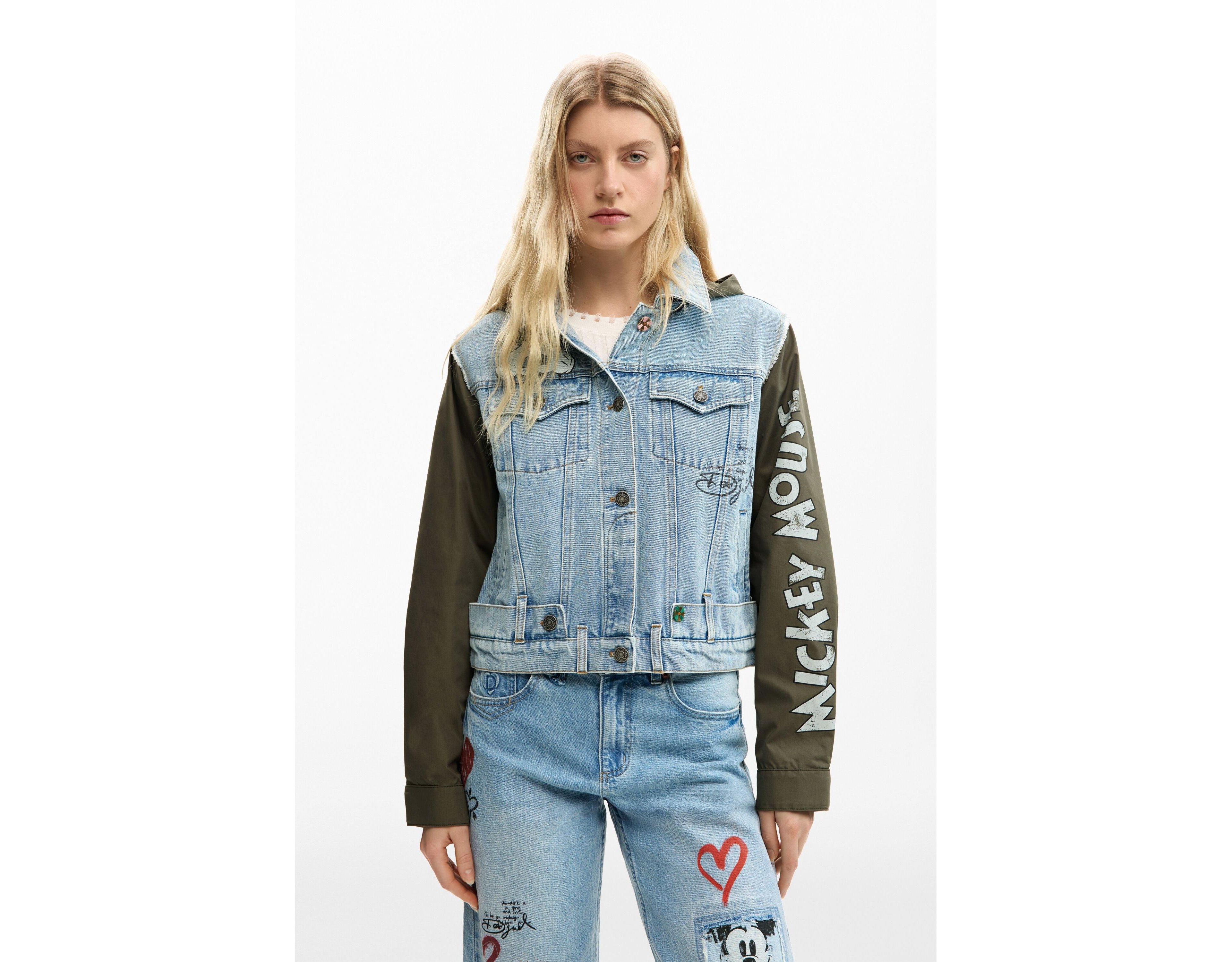 Desigual Women's Bimaterial parka Mickey Mouse