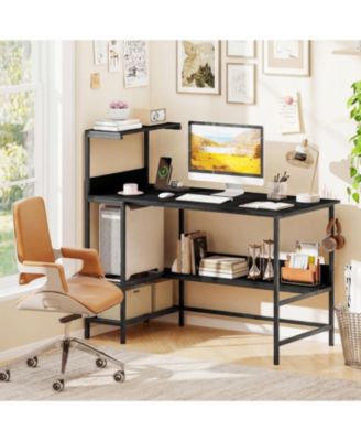 Computer Desk 48 Inch with Power Ports and Storage Organizer