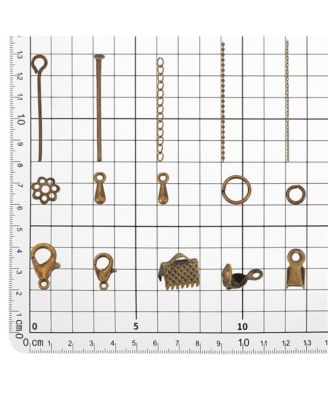 870pcs Jewelry Finding Kit Lobster Clasp Jump Ring Earring Hook Bead Cap Eye Pin Head Pin Chain Extender Cord Tip Ribbon Clamp Knot Drop