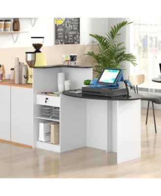 Modern Reception Front Desk with Oval Tabletop Counter