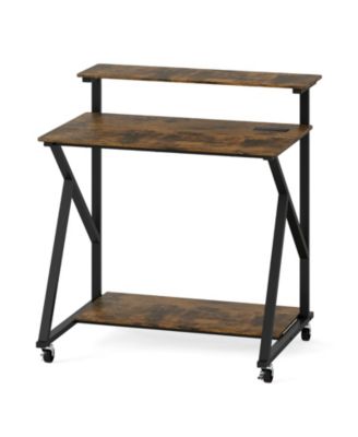 Rolling 32” Computer Desk with Power Outlets for Home Office