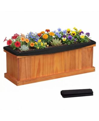 Wood Raised Garden Bed with Drainage Holes and Liner for Growing Flowers Herbs