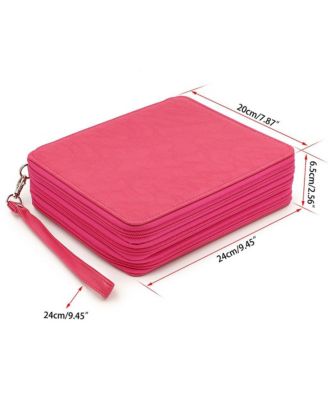 PU Leather Pencil Case 120 Slot Holder Handle Strap Box