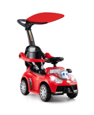 3-in-1 Toddler Ride-On Push Car with Seat Belt and Canopy