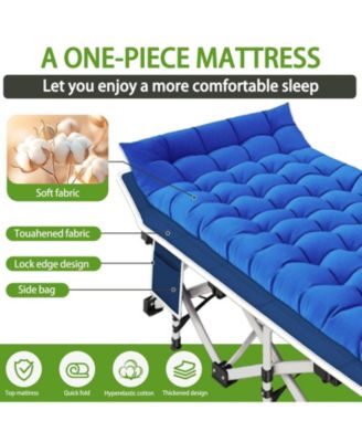 Camping Cot Folding Bed Heavy Duty with Pad Carry Bag Camping Outdoor Recreation Gear