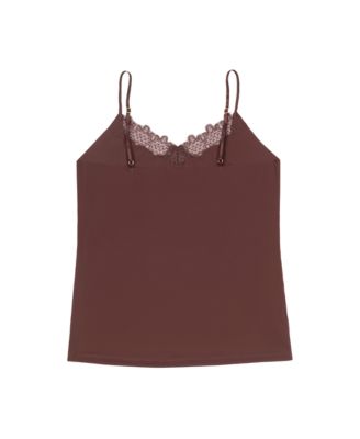 Women's Soft Seamless Camisole with Lace Trim