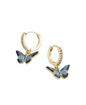 Enamel Butterfly Huggie Earrings