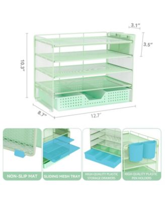 Desk Organizer 5-Tier Letter Tray Drawer Pen Holders File Storage