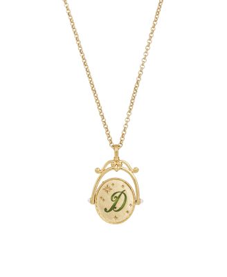 D Initial Daisy Spinner Chain Necklace