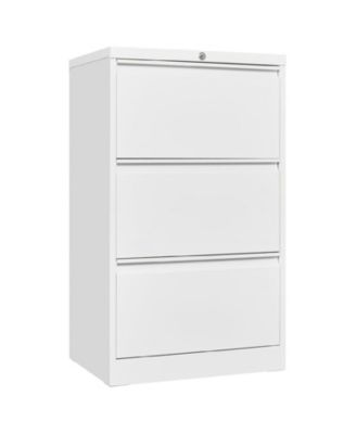 Lateral Steel Filing Cabinet with 3 Locking Drawers and Card Holder