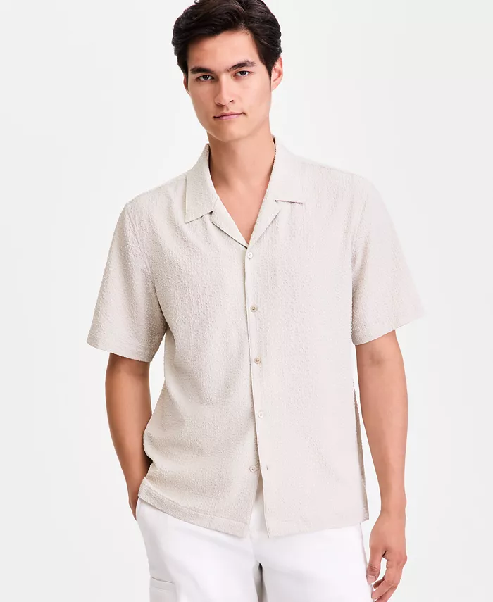 Men's Short-Sleeve Paperweight Solid Shirt, Macy's Exclusive