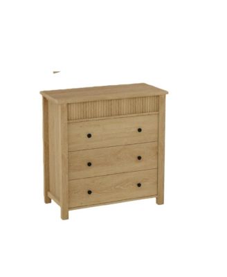 Fluted 3 Drawer Dresser Nightstand Wooden Chest