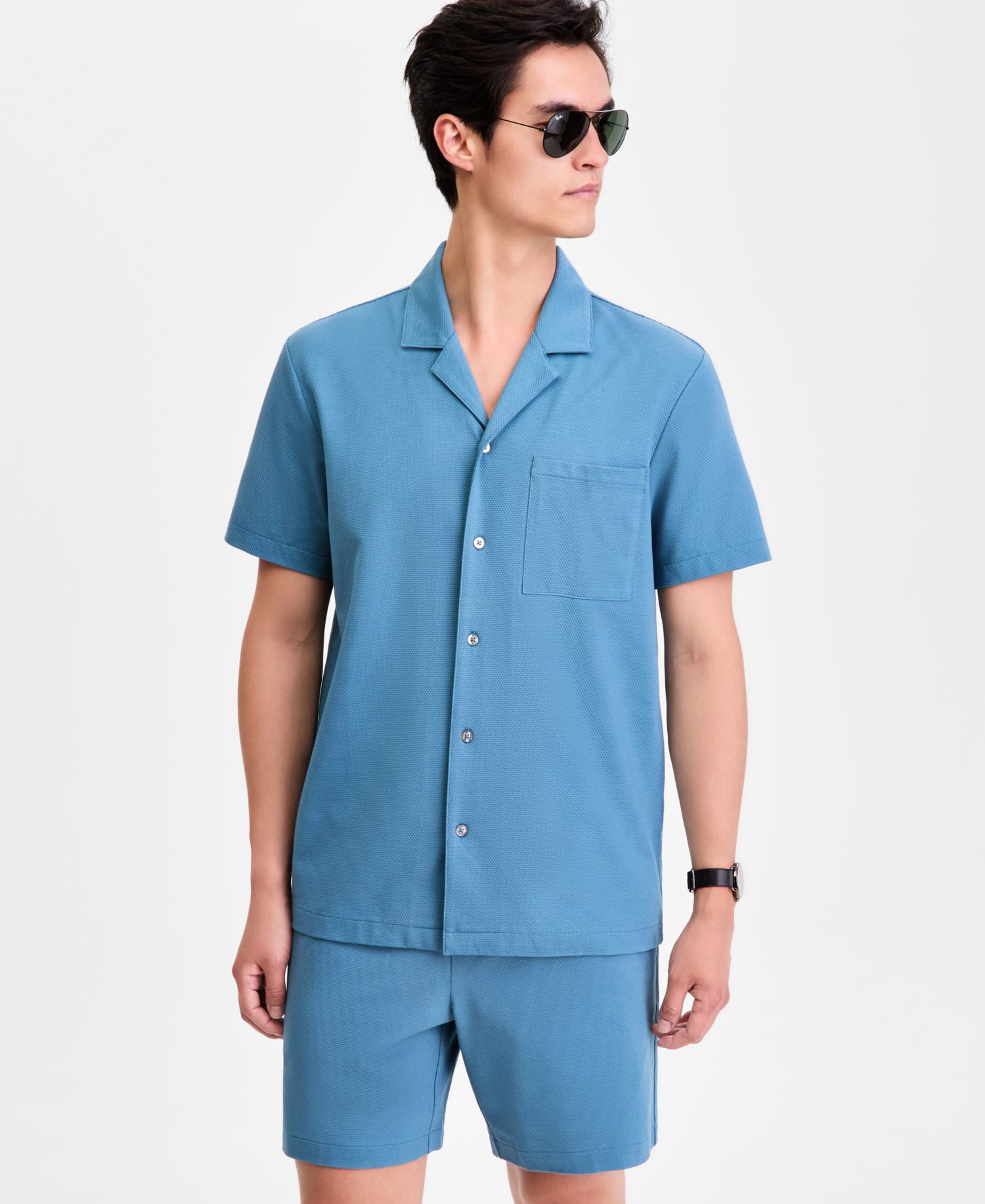 Men's Short-Sleeve Knit Camp Shirt, Macy's Exclusive