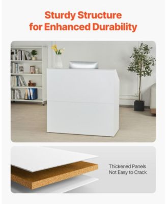 Reception Desk, 46 Inch Rectangular Front Counter Table for Office and Retail Use