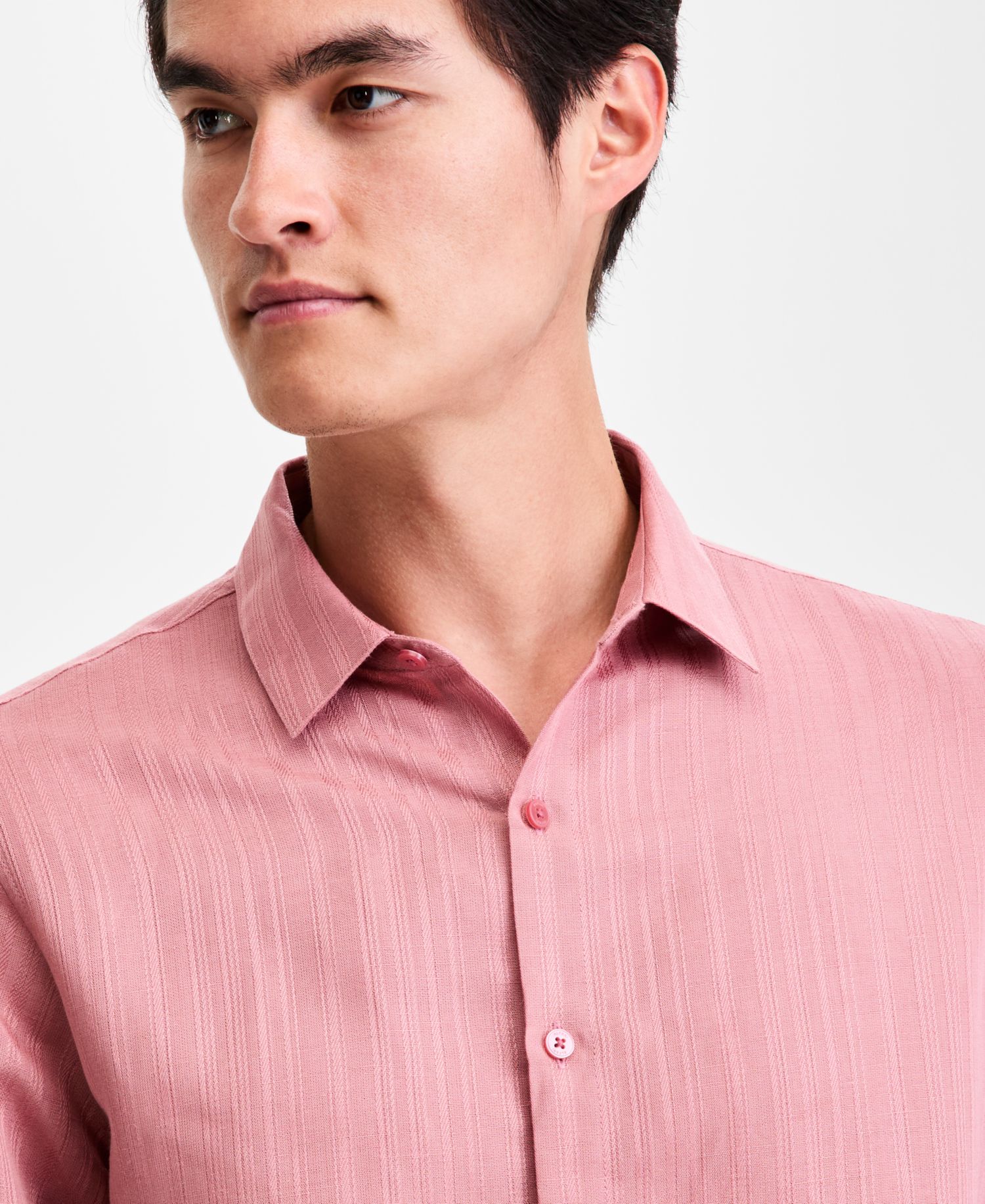 Men's Long-Sleeve Linen-Blend Stripe Dobby Shirt, Macy's Exclusive